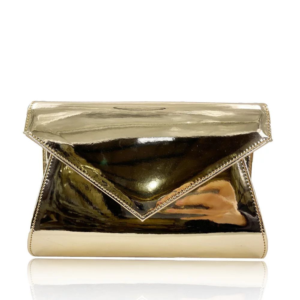Rosé goudkleurige metallic envelop clutch
