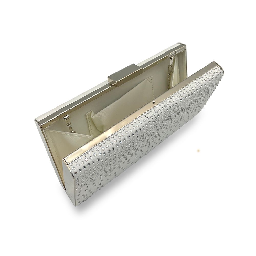 Witte Glamour enveloptas versierd met ronde bolletjes in open stand