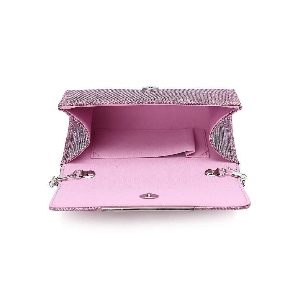 Openstaande Roze Mini glitter tasje met magnetische klepsluiting