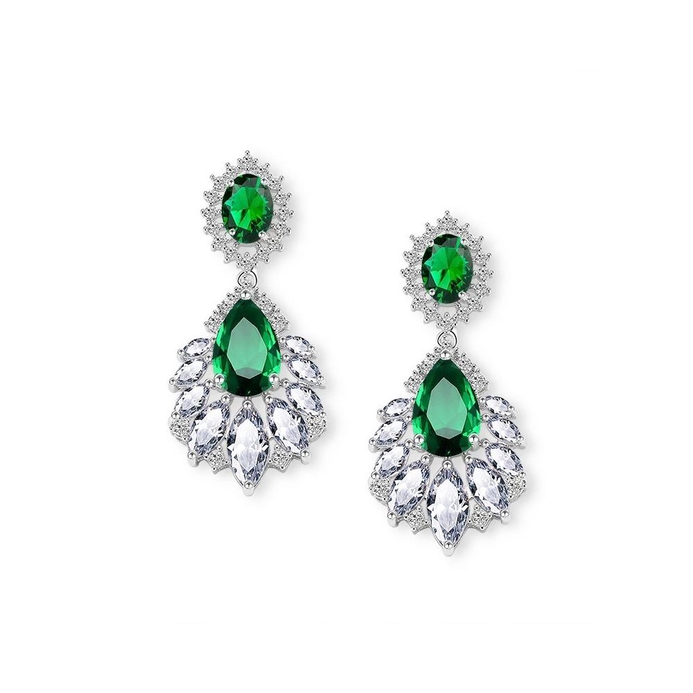 Starlet-oorbellen met zirkonia en emerald groene kristallen
