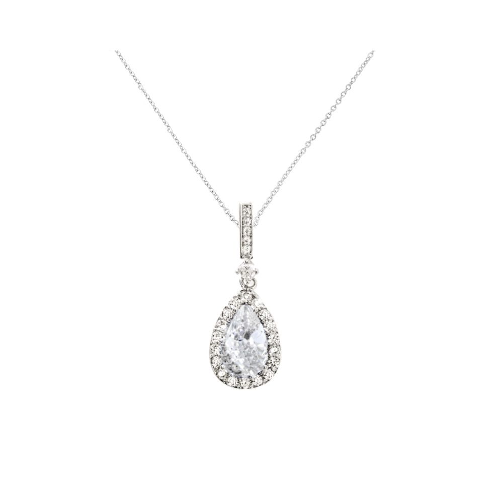 Sieraden set met peervormige zirkonia hanger en oorbellen
