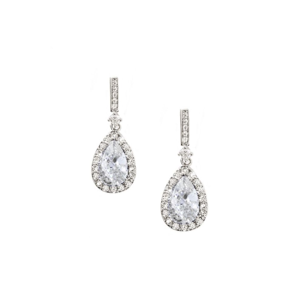 Sieraden set met peervormige zirkonia hanger en oorbellen
