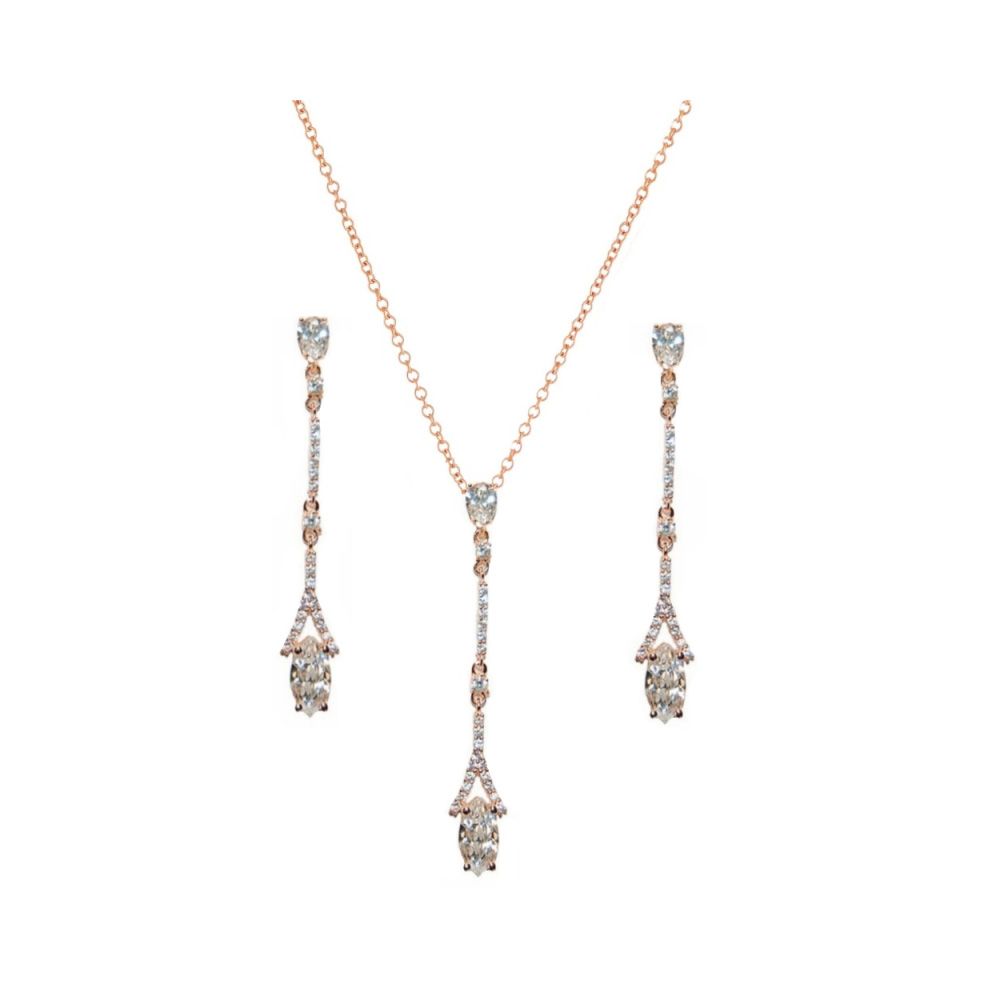 Sierlijke sieraden set met lange zirkonia kristallen hangers