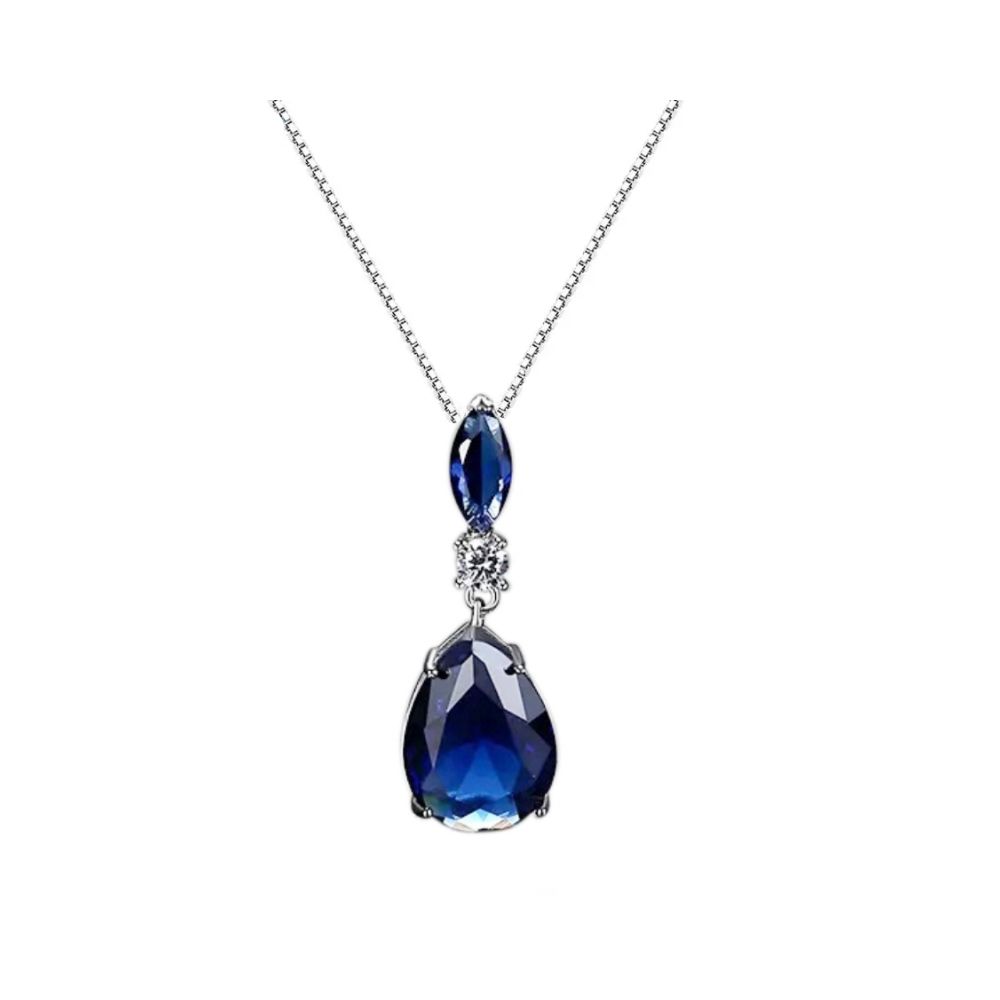 Kristallen druppelketting met saffier zirkonia
