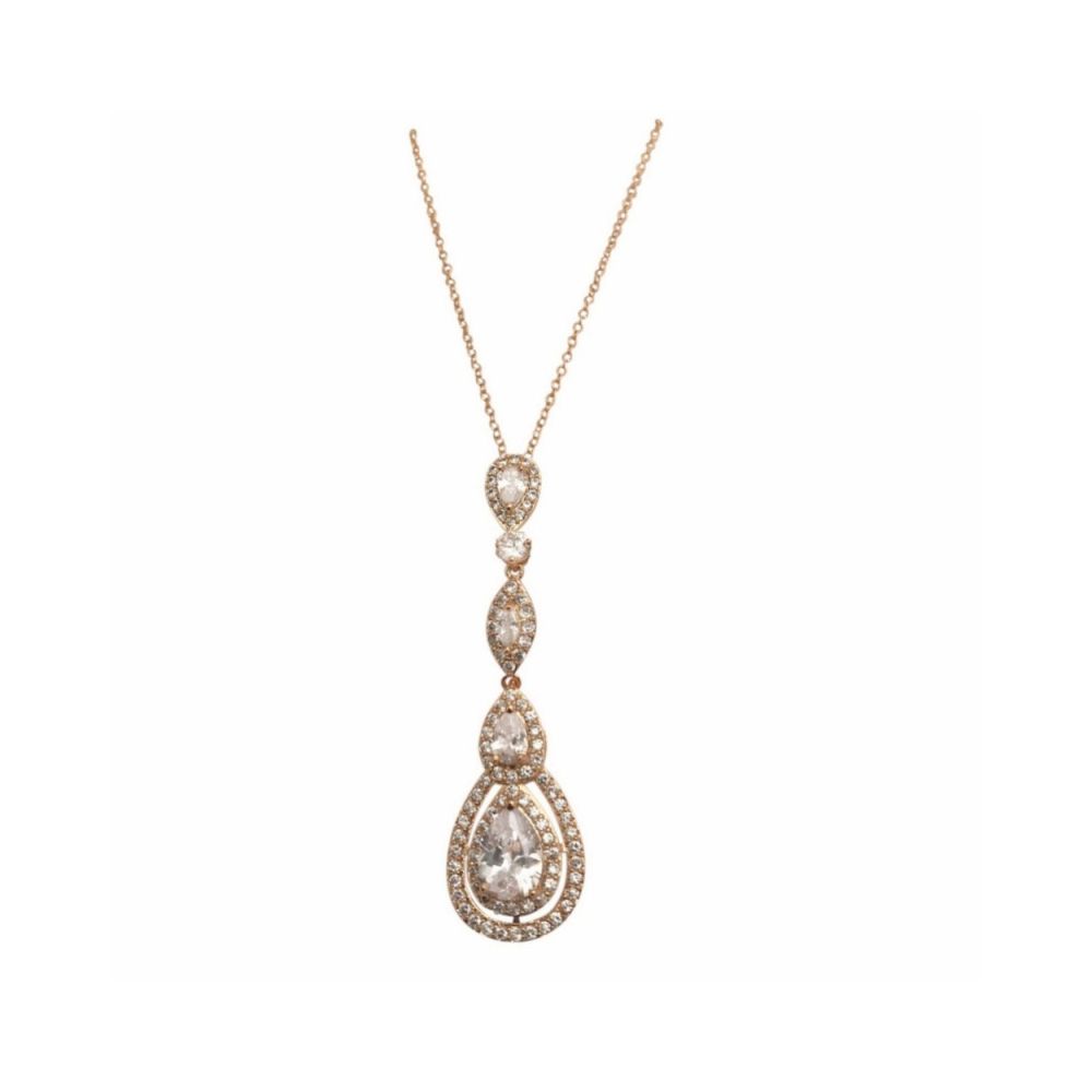 Rosegoudkleurige Glamour ketting in Starlet Sparkle design met zirkonia