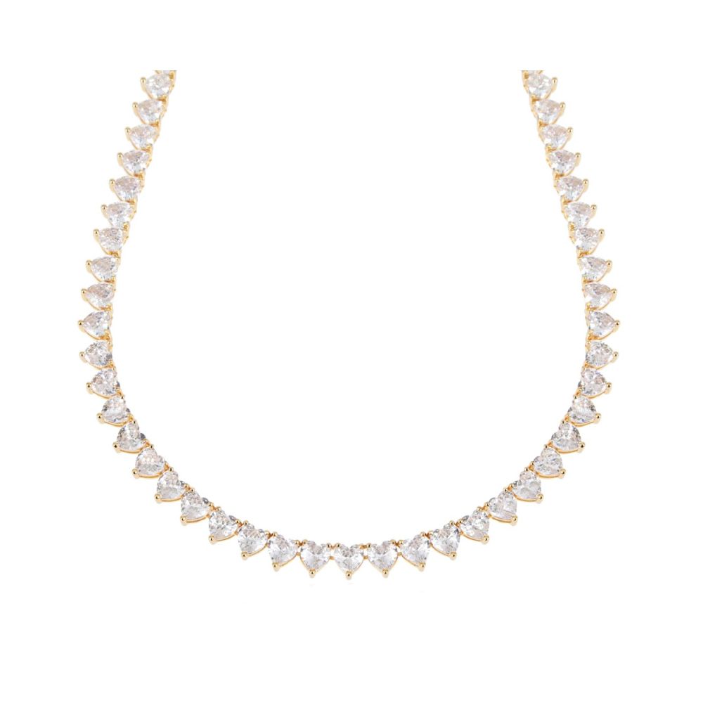 Kristallen hartjes ketting met zirkonia kristallen, in een Crystal Heart Tennis Style ontwerp