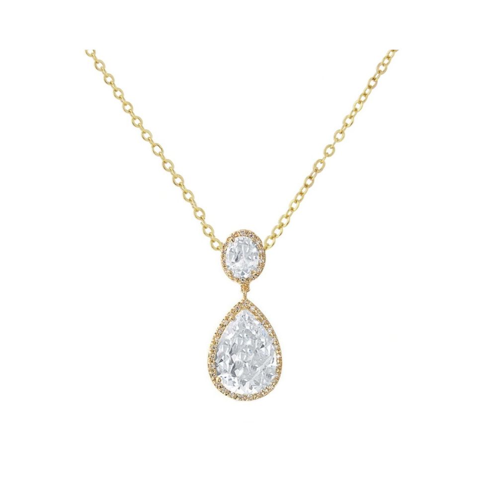 Elegante gouden bruidsketting met peervormige zirkonia hanger