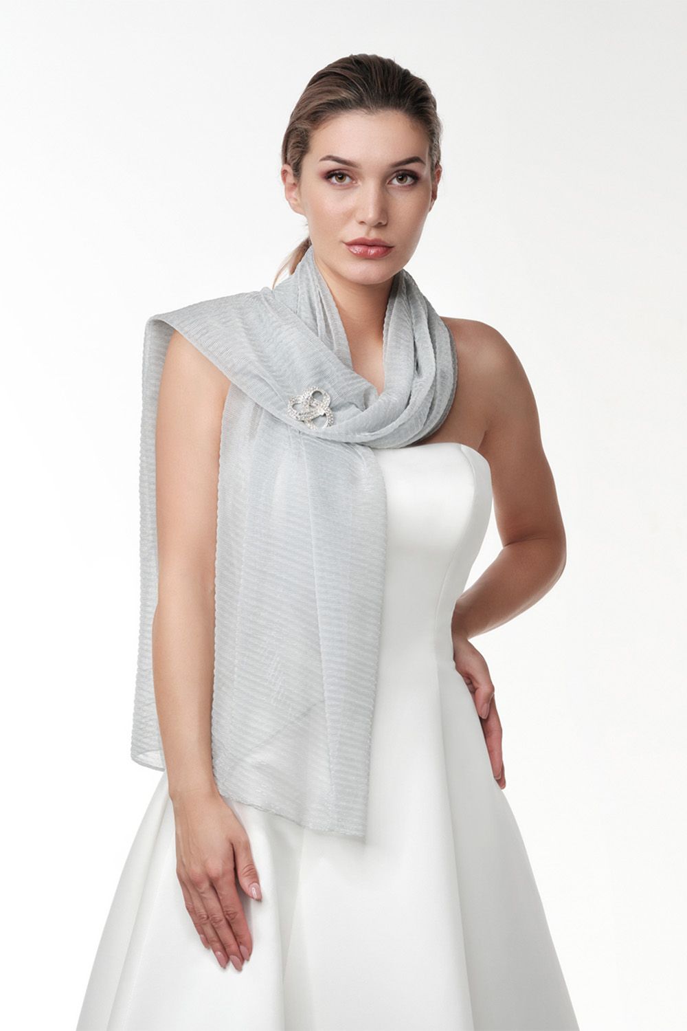 Zilverkleurige Transparante metallic-look stola