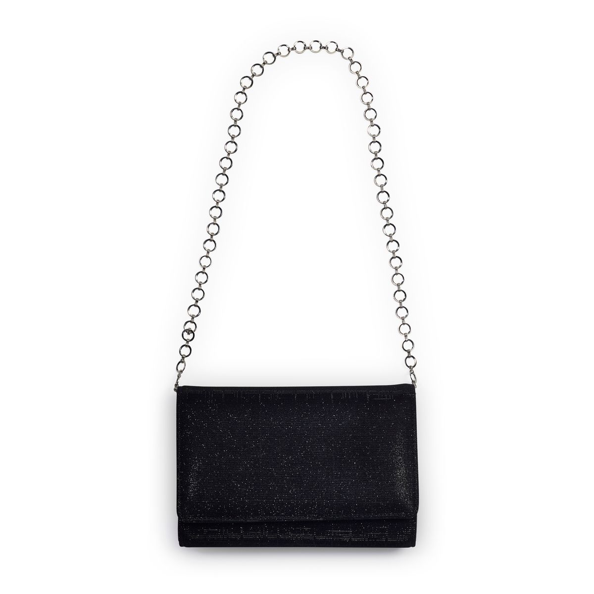 Zwarte compacte clutch met halve envelop klep