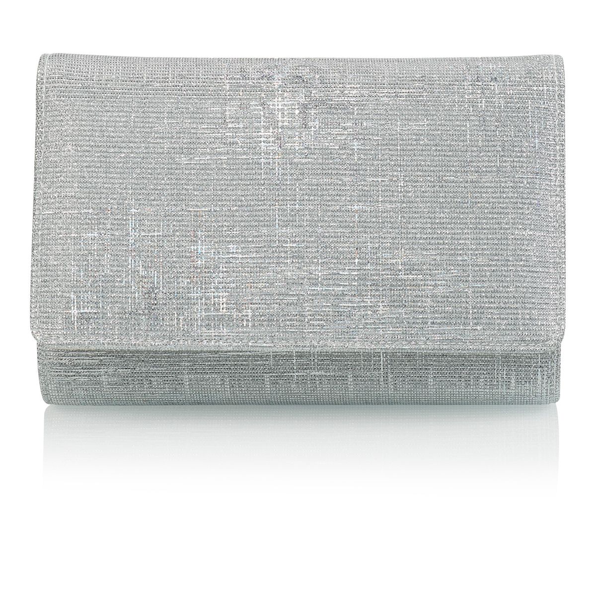 Zilverkleurige kleine metallic clutch met glitter afwerking
