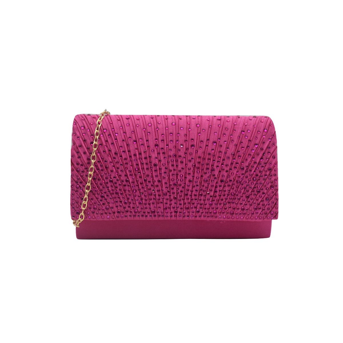 Fuchsia Envelop avondtas met glassteentjes versierde klep