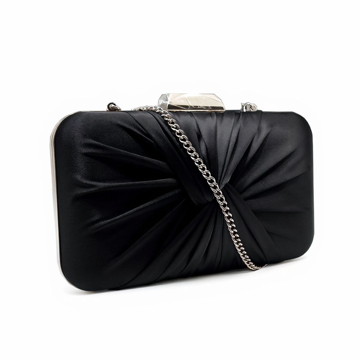 Zwarte Clutch met stijlvolle twist zijaanzicht