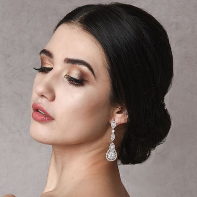 Glamour zirkonia oorbellen in een waterval ontwerp