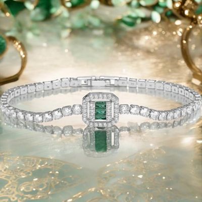 Gatsby glamour armband met smaragdgroene accenten