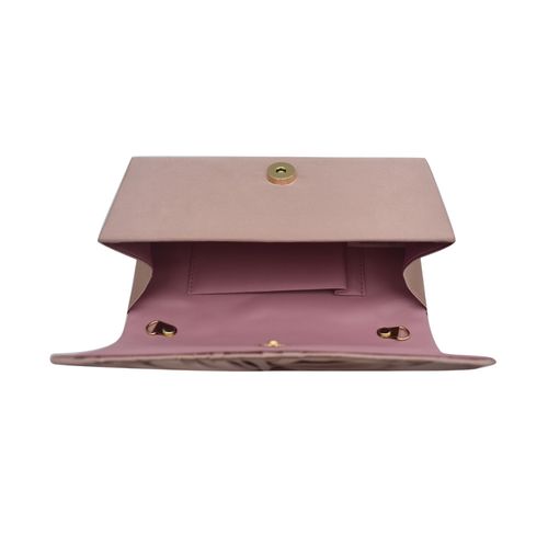 Roze Envelop avondtas met twist sluitklep, open stand
