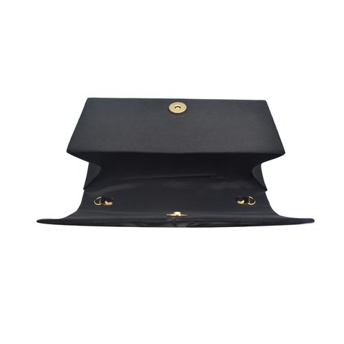 Zwarte Envelop avondtas met twist sluitklep, open stand
