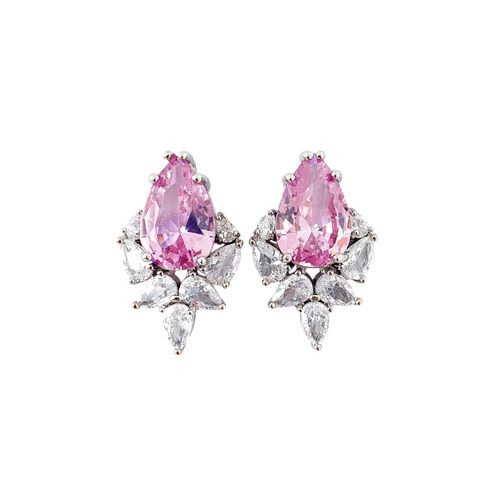 Statement oorbellen met blush roze kristallen