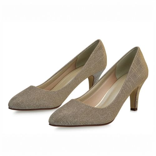 Gouden metallic dansschoen met 6,5 cm stiletto hak, als paar afgebeeld