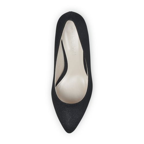 Zwarte Metallic glamour pump met comfortabele hak, bovenaanzicht