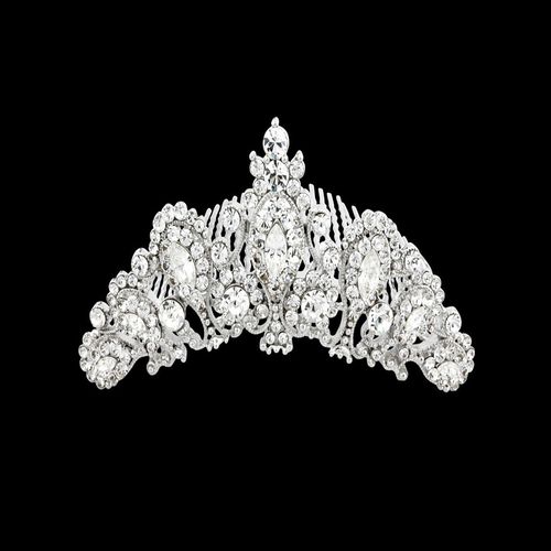 Kristallen tiara-kam met zirkonia steentjes