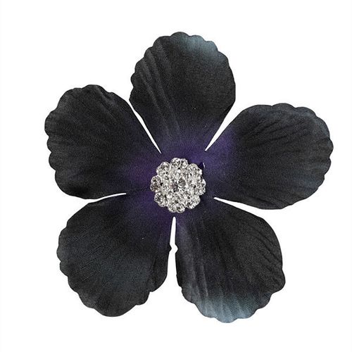 Zwarte bloem met swarovski steentjes voor in je bruidskapsel