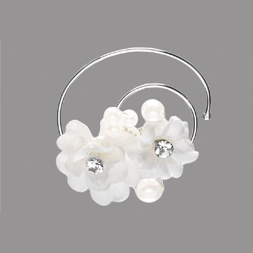 Bridal curlie with white flowers and pearls