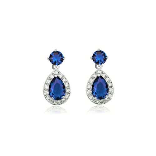 Sprankelende sieraden set met saffierblauwe zirkonia kristallen