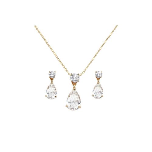 Chique zirkonia collier set met bijpassende oorbellen