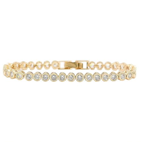 Rose-goudkleurige armband met strass steentjes