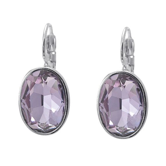 Oorhangers met grote violet paarse steen