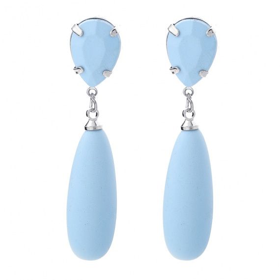 Oorbellen met lange ovaalvormige hanger in een ijsblauwe kleur
