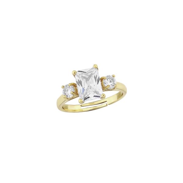 Zirkonia ring met drie kristallen en verstelbare pasvorm