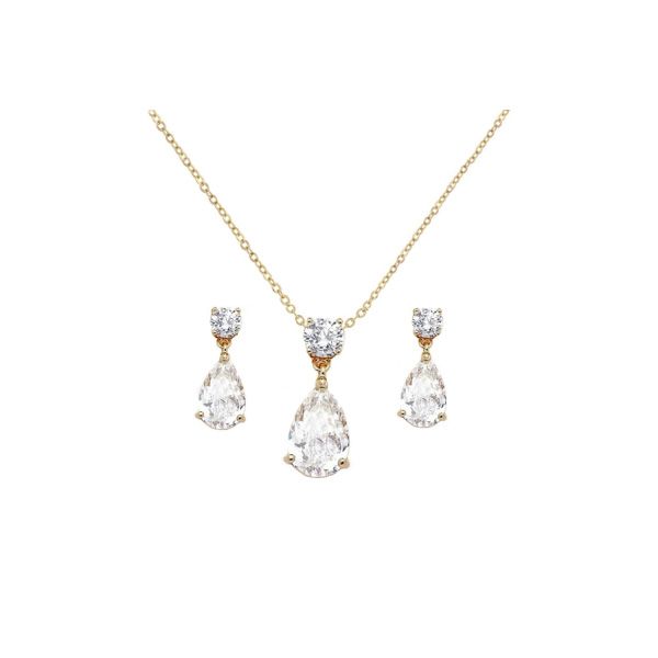 Chique zirkonia collier set met bijpassende oorbellen