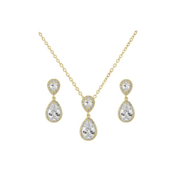 Chique cubic zirkonia ketting en oorbellen set