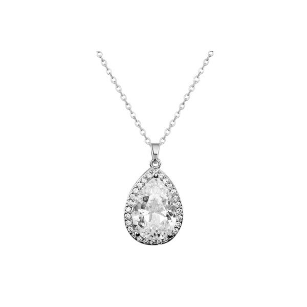 Elegante ketting met zirkonia kristallen druppel