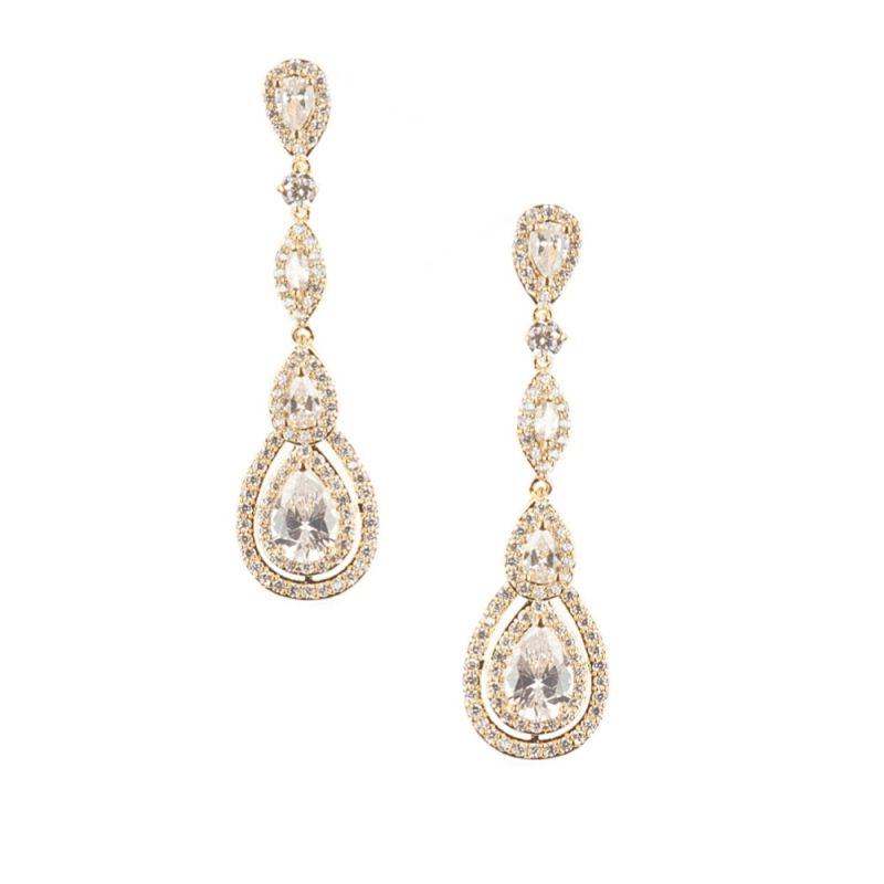 Glanzende lange oorsieraden met zirkonia stenen