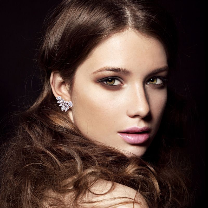 Glamour mesh oorbellen met zirkonia kristallen