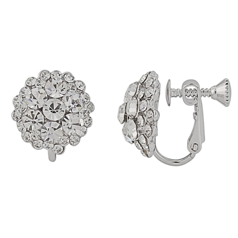 Ronde clip oorbel met cubic zirkonia kristallen