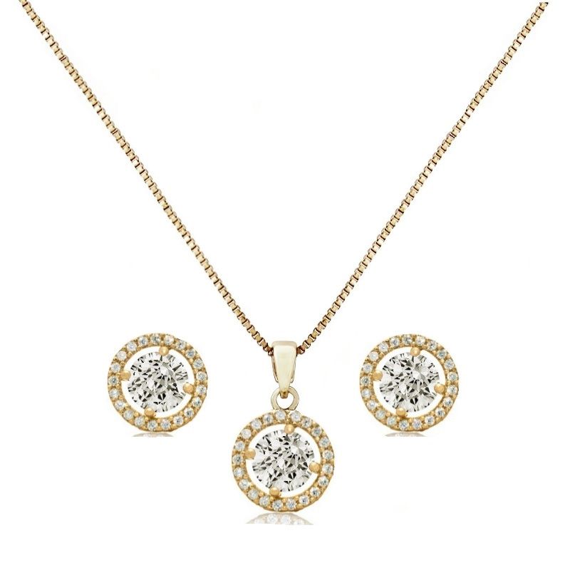 Klassieke sieraden set met ronde hanger en oorbellen