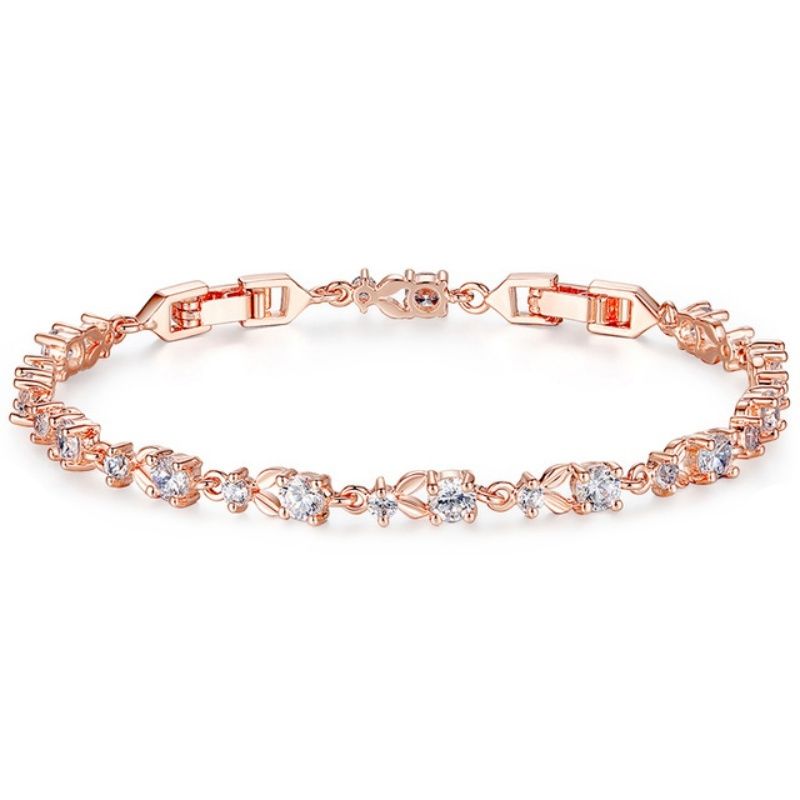 Rosegoud armband met kleine strass steentjes