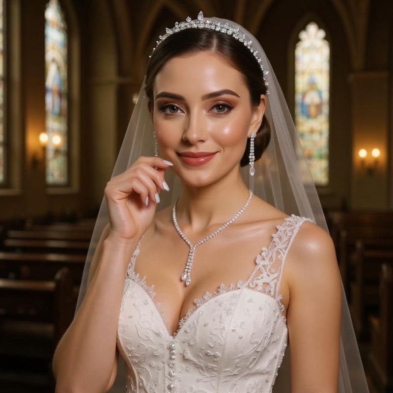 Glamour strass sieraden set met dubbele rij kristallen, gedragen door een model